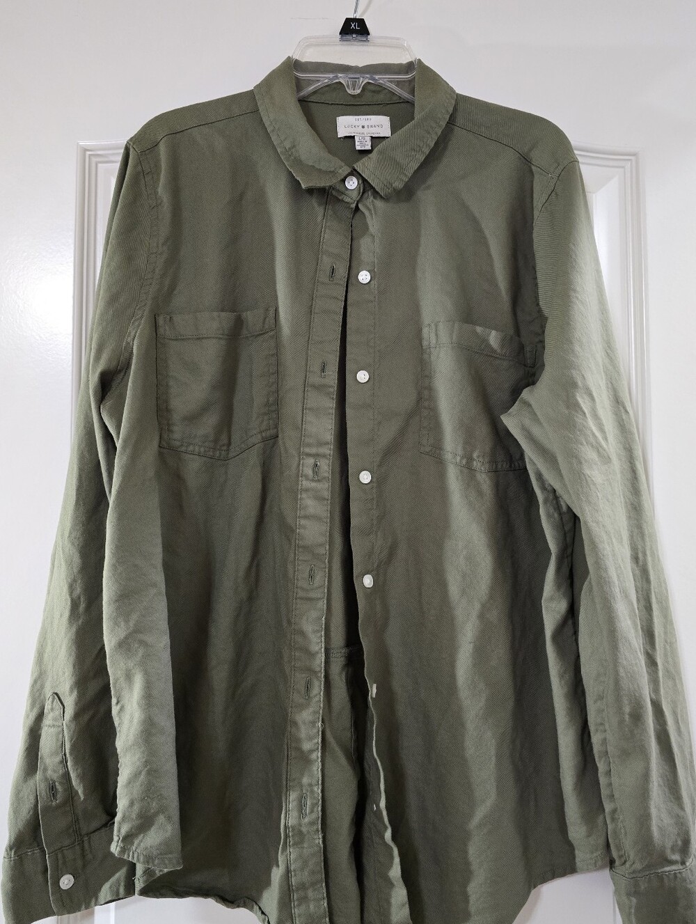 Lucky Brand Women's Olive Green Button-Up Shirt Jacket